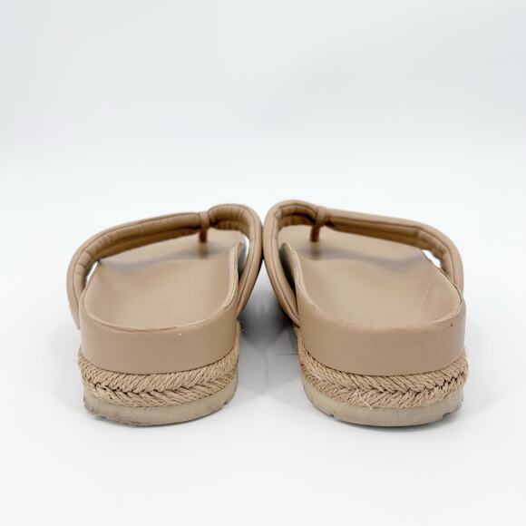 Vince Tan Leather Thong Espadrille Sandals Padded Casual Resort Womens Size 8 - Picture 6 of 11